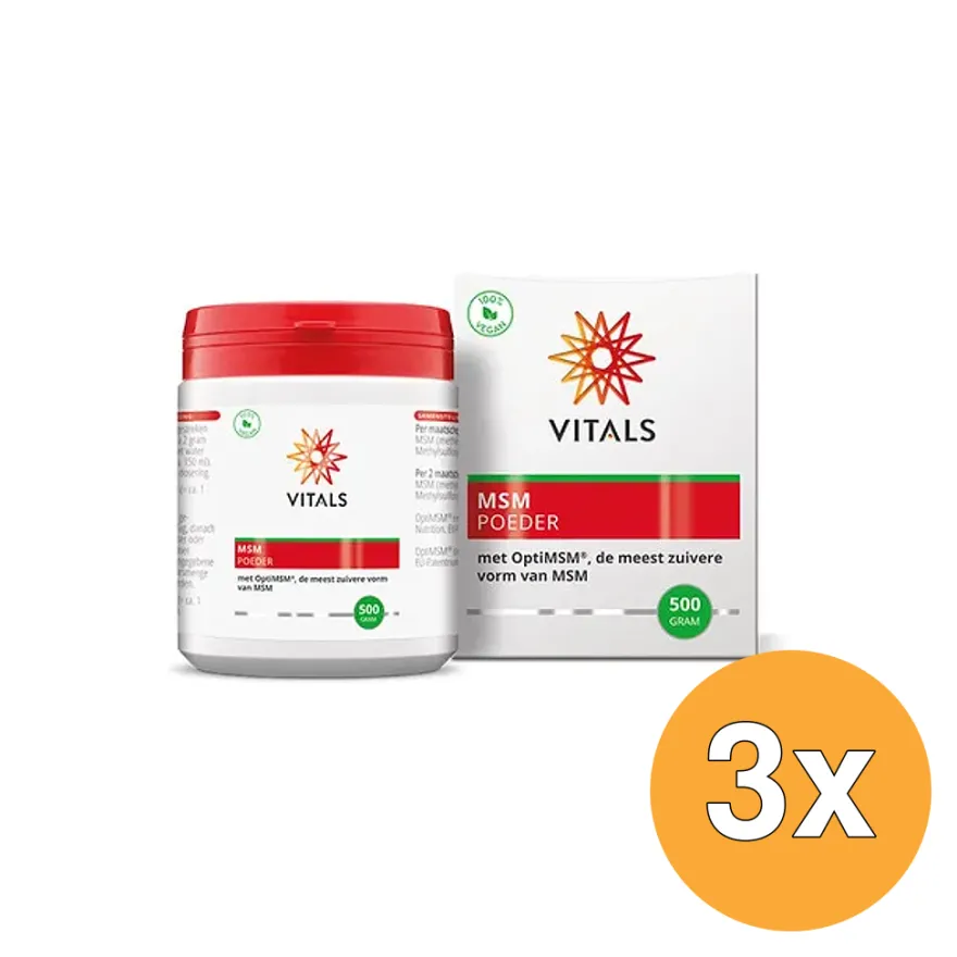 3x Vitals MSM zwavel poeder (500 gr)