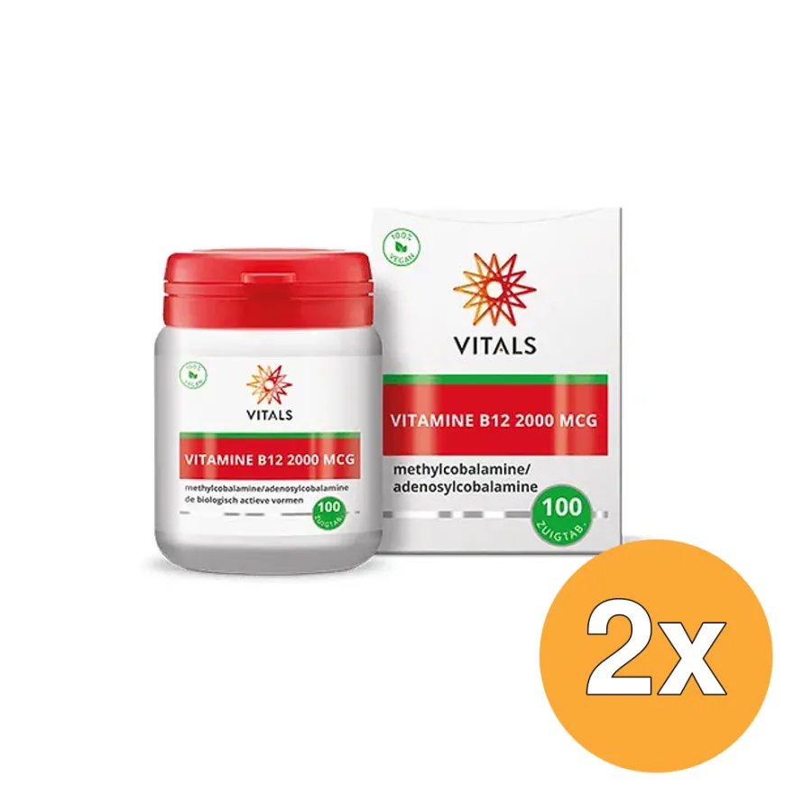 2x Vitals Vitamine B12 2000 mcg (100 zuigtabletten)