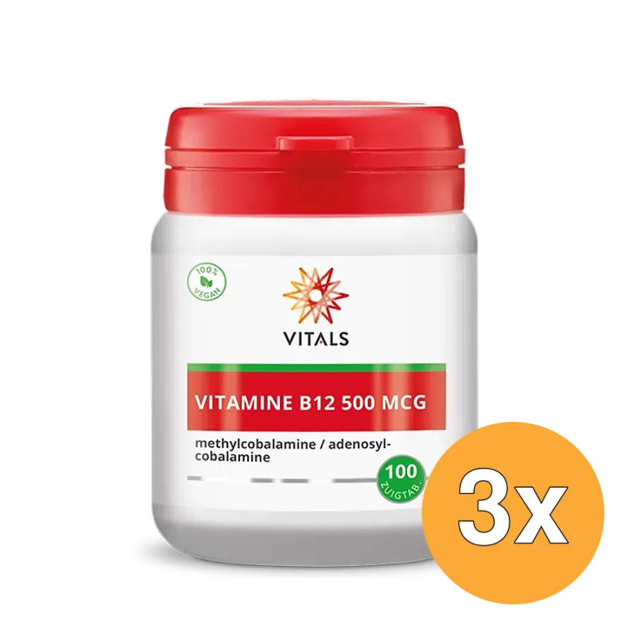 3x Vitals Vitamine B12 500 mcg (100 zuigtabletten)