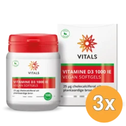 3x Vitamine D3 1000 ie Vegan Softgels (100 stuks)