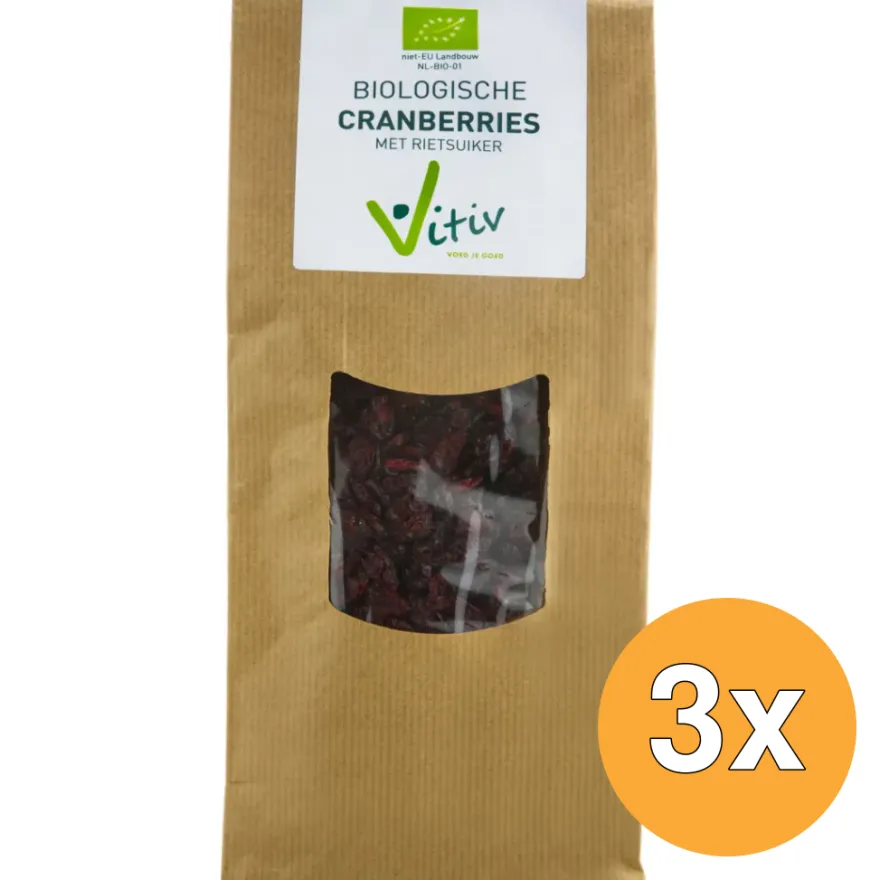 3x Vitiv Cranberries Rietsuiker Bio (500 gr)