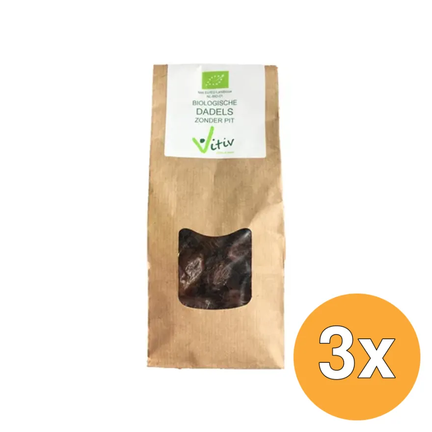 3x Vitiv Dadels Zonder Pit Bio (500 gr)