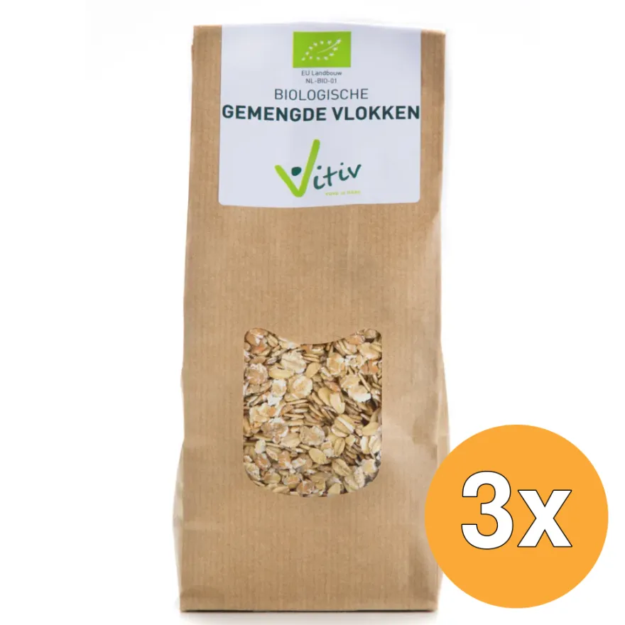 3x Vitiv Gemengde Vlokken Bio (500 gr)