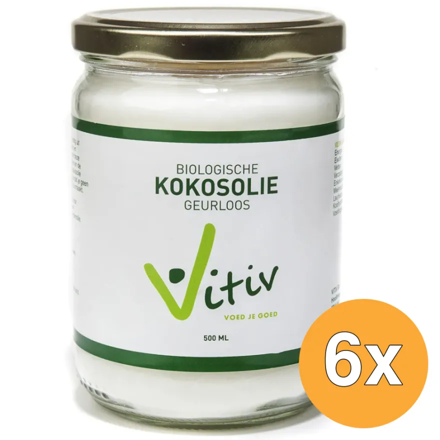 6x Vitiv Kokosolie Geurloos Bio (500 ml)