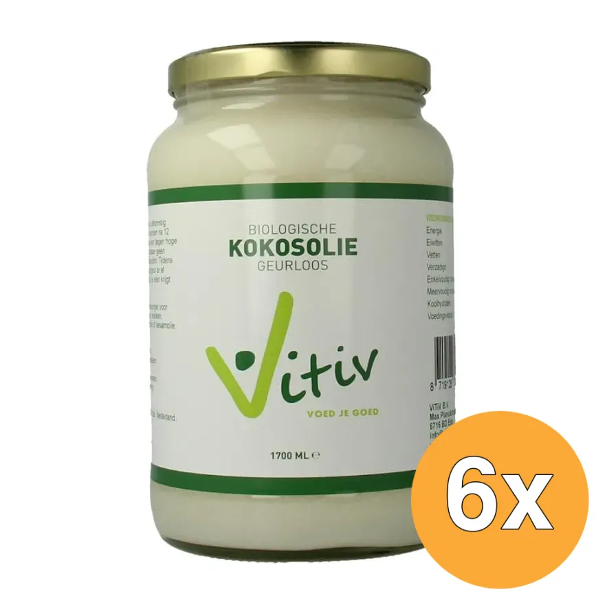 6x Vitiv Kokosolie Geurloos Bio (1700 ml)