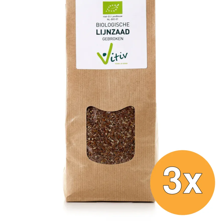 3x Vitiv Lijnzaad Gebroken Bio (500 gr)