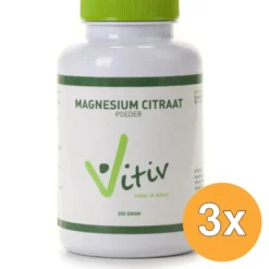 3x Vitiv Magnesium Citraat Poeder (250 gr)