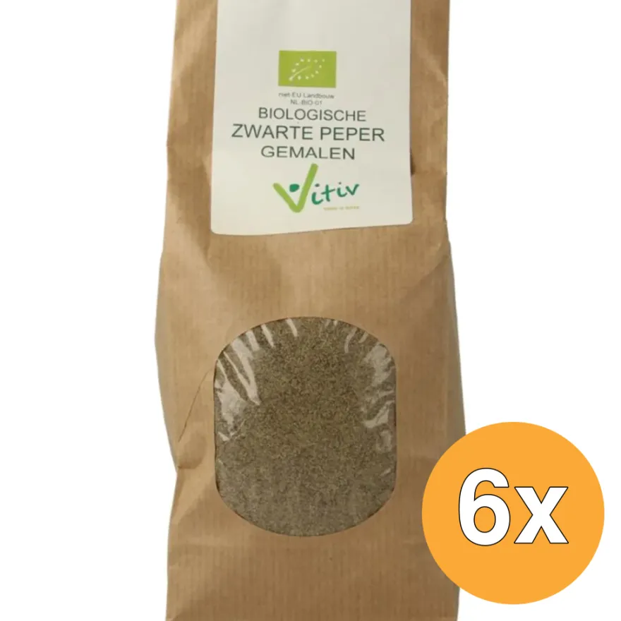 6x Vitiv Peper Gemalen Zwart Bio (250 gr)