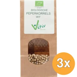 3x Vitiv Peperkorrels Wit Bio (250 gr)