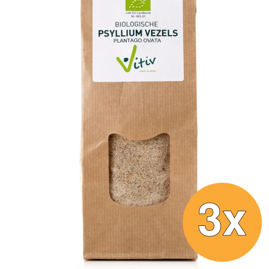 3x Vitiv Psyllium Husk Vezels Bio (250 gr)