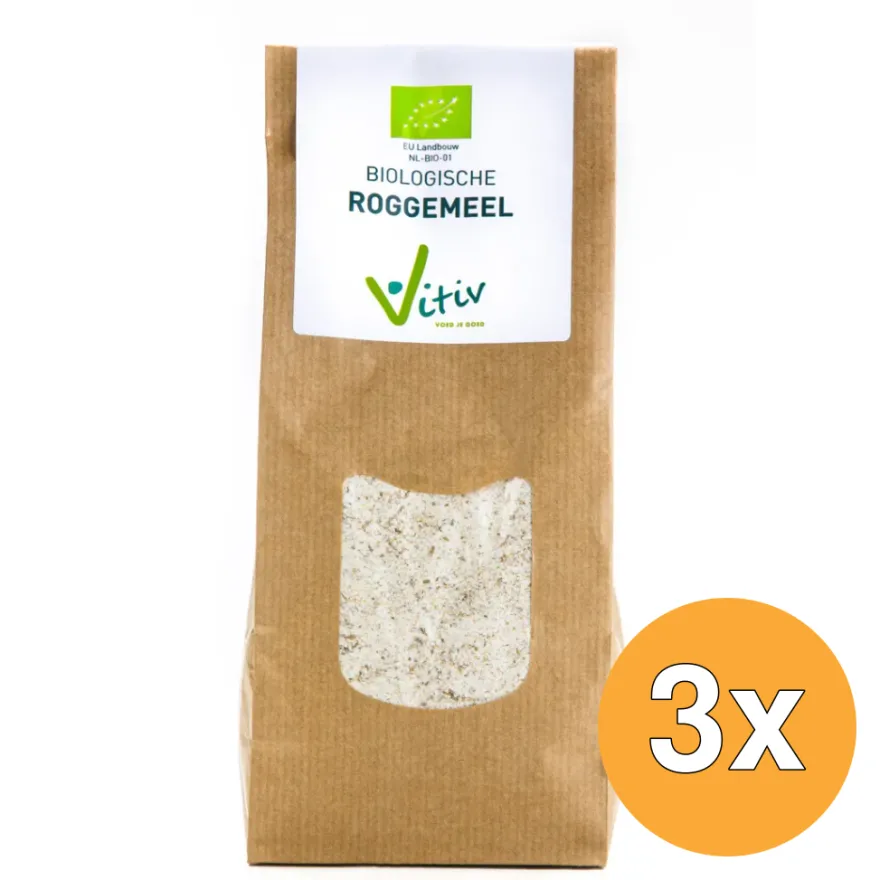 3x Vitiv Roggemeel Bio (500 gr)