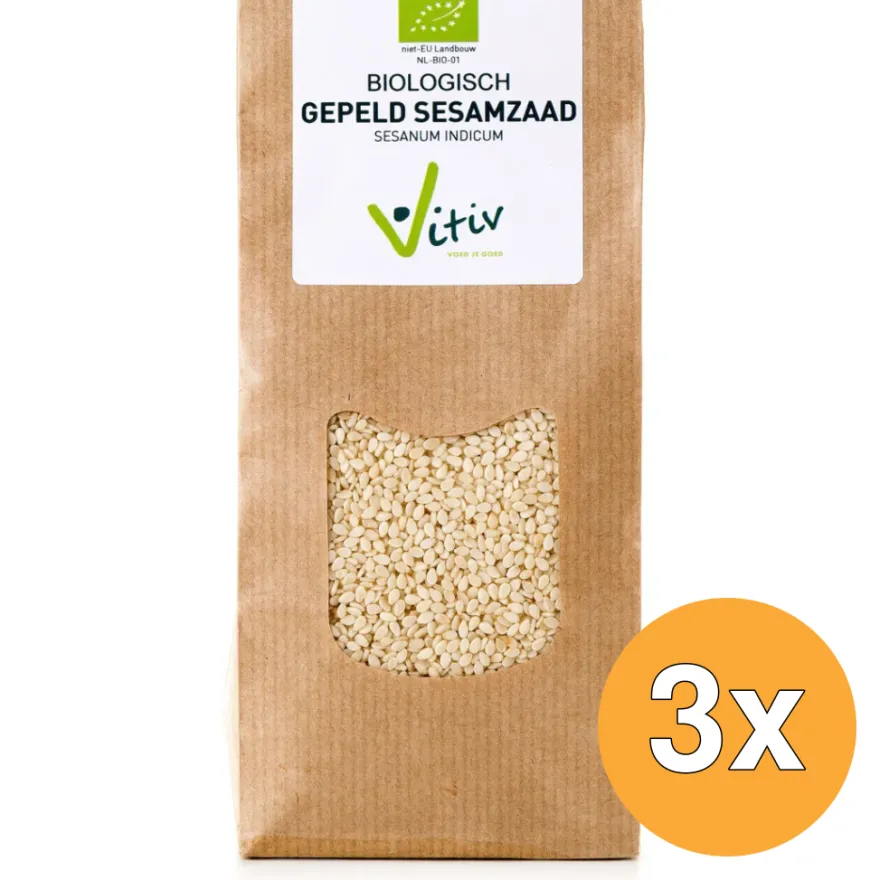 3x Vitiv Sesamzaad Wit Gepeld Bio (250 gr)