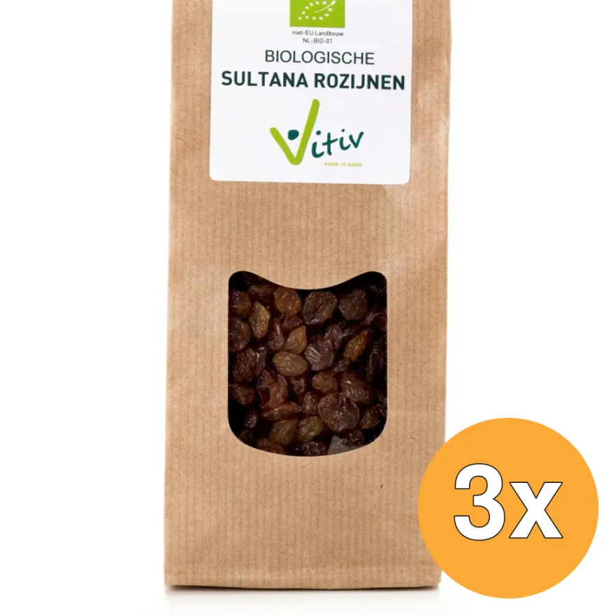 3x Vitiv Sultana Rozijnen Bio (500 gr)