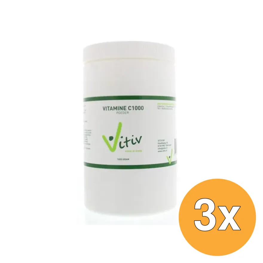 3x Vitiv Vitamine C Poeder (1000 gr)