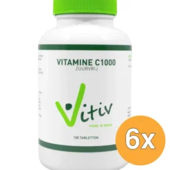 6x Vitiv Vitamine C1000 Zuurvrij (100 tabletten)