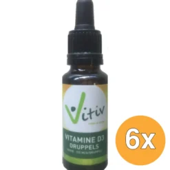 6x Vitiv Vitamine D3 Druppels 1000Ie (25 ml)