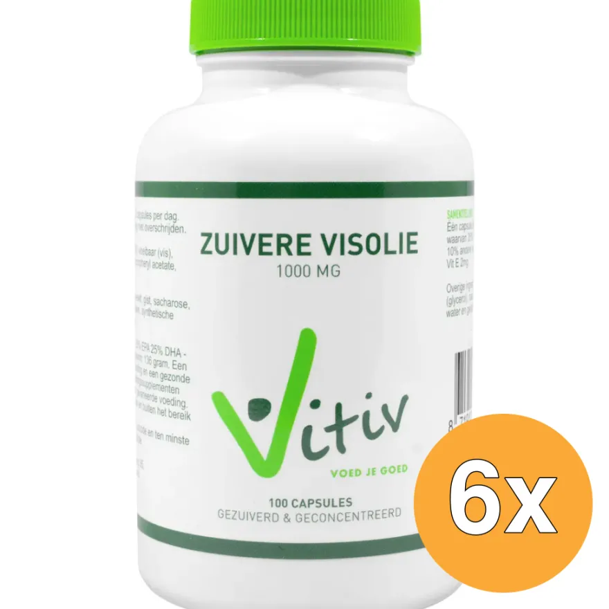 6x Vitiv Zuivere Visolie 500Mg (100 capsules)