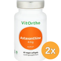 2x VitOrtho Astaxanthine 4mg AstaPure (60 vega capsules)