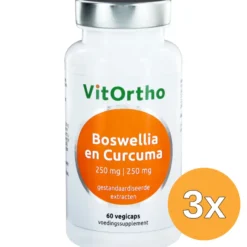 3x VitOrtho Boswellia 250 mg en curcuma 250 mg (60 vega capsules)