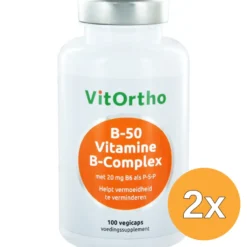 2x VitOrtho B-50 Vitamine B-complex (100 vega capsules)