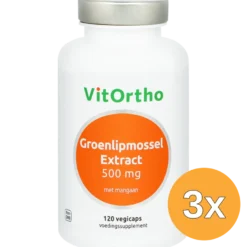 3x VitOrtho Groenlipmossel Extract 500 mg (120 vega capsules)