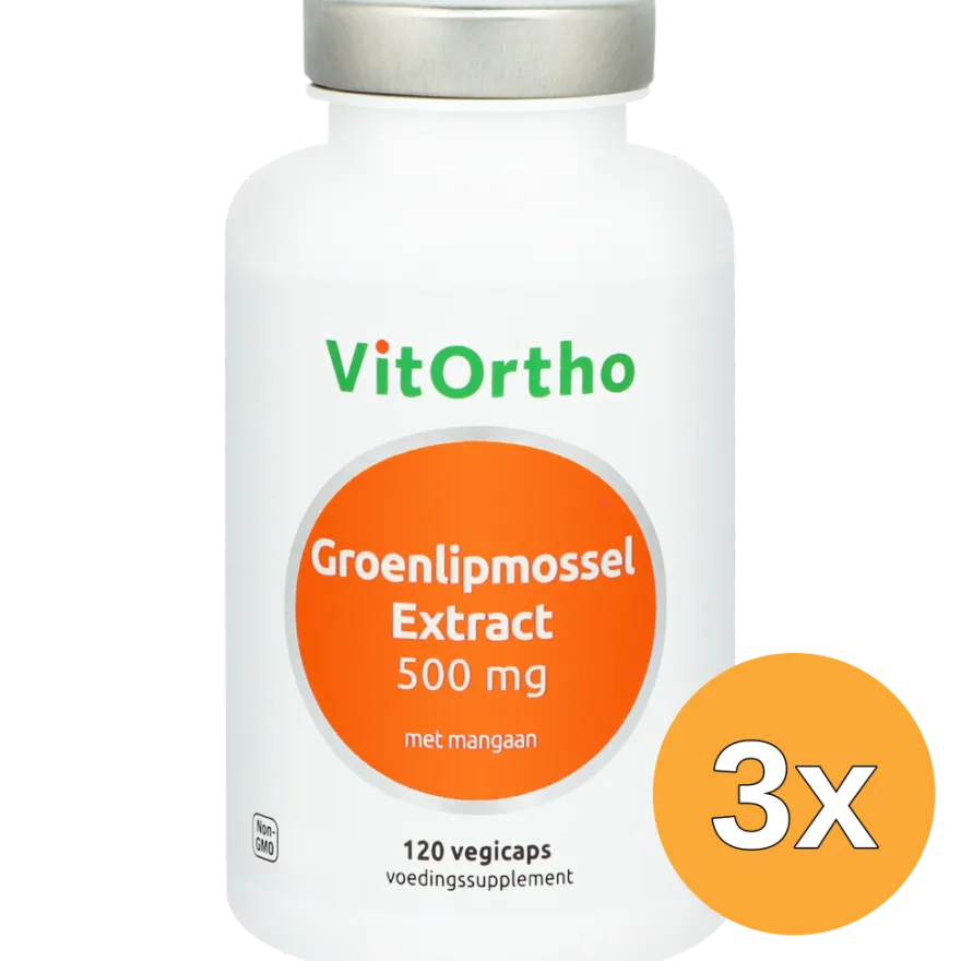 3x VitOrtho Groenlipmossel Extract 500 mg (120 vega capsules)