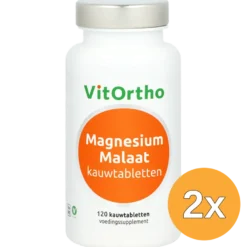2x VitOrtho Magnesium Malaat kauwtabletten (120 kauwtabletten)