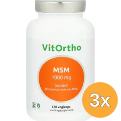3x VitOrtho MSM 1000mg OptiMSM (120 vega capsules)