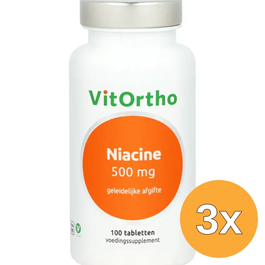 3x VitOrtho Niacine 500mg (100 tabletten)