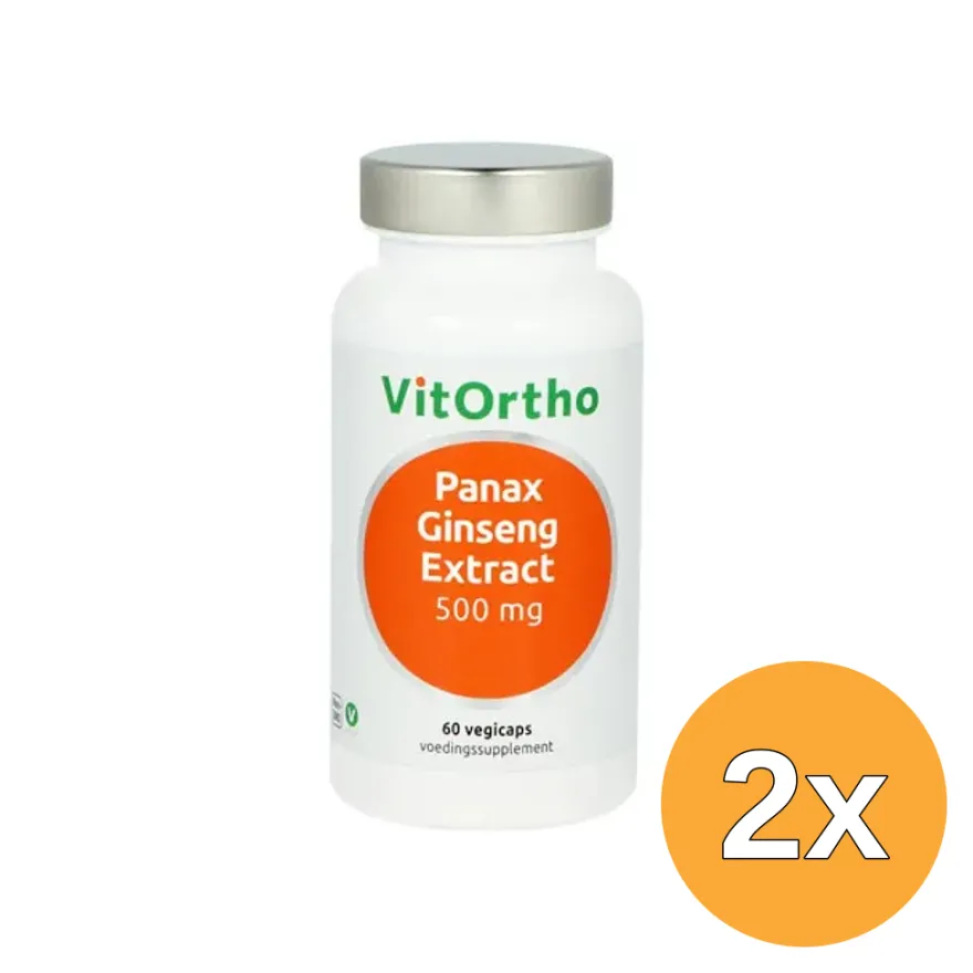 2x Vitortho Panax Ginseng Extract 500 Mg (60 vega capsules)