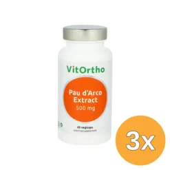 3x VitOrtho Pau d’arco extract 500 mg (60 vega capsules)