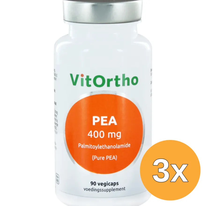 3x VitOrtho PEA 400 mg palmitoylethanolamide (90 vega capsules)
