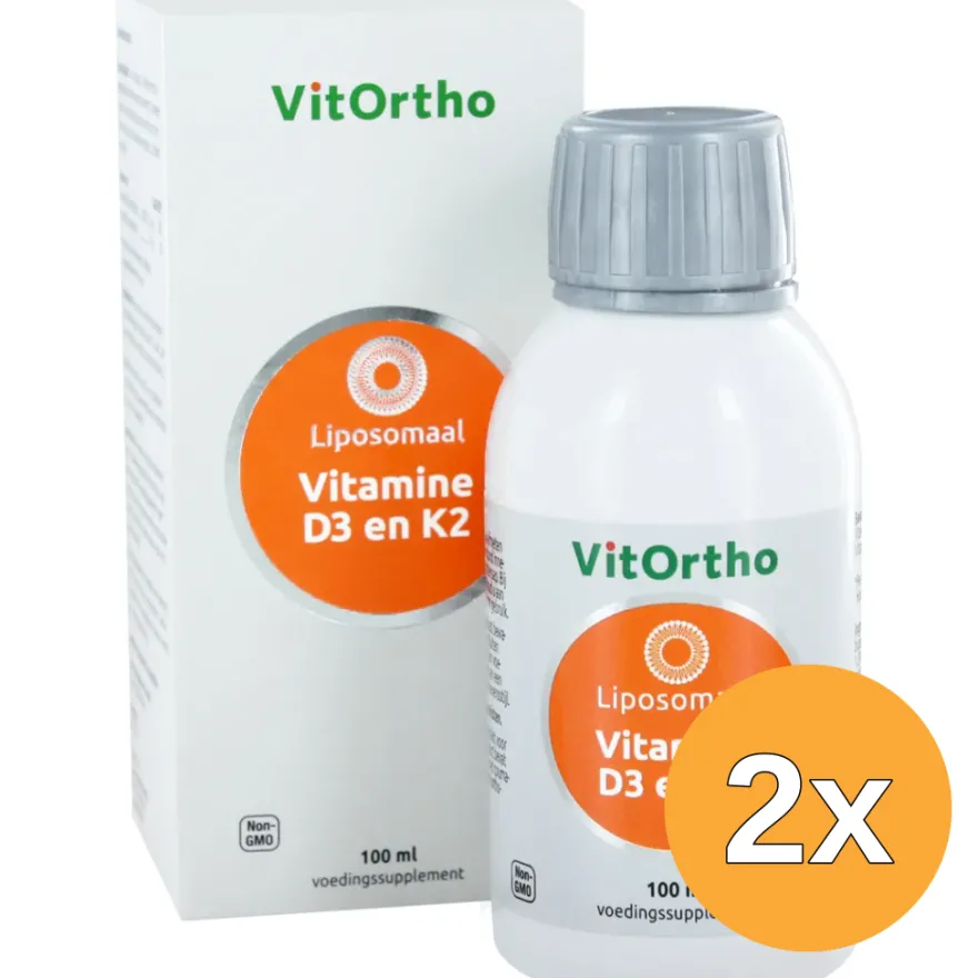 2x VitOrtho Vitamine D3 en K2 liposomaal (100 ml)