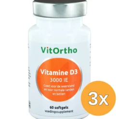 3x VitOrtho Vitamine D3 3000IE (60 softgels)