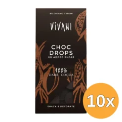 10x Vivani Choc Drops 100% Dark Cocoa Bio (100 gr)