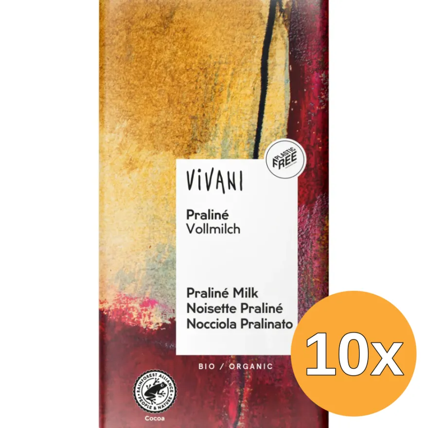 10x Vivani Chocolade Melk Praline Nougat Bio (100 gr)