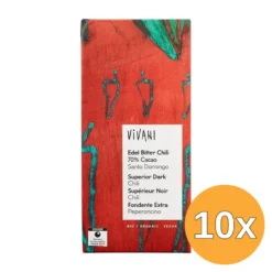 10x Vivani Chocolate Bar Superior Dark Chili 70% Cacao (80 gr)