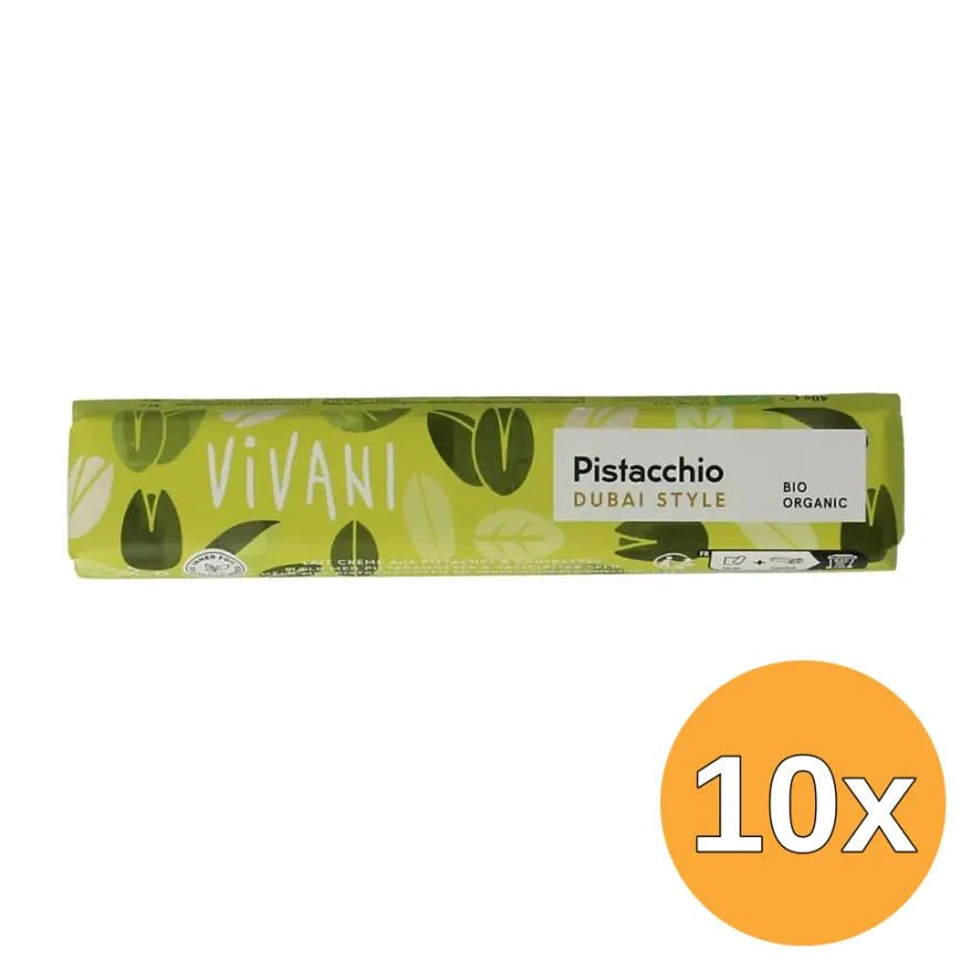 10x Vivani Chocolate To Go Pistacchio Dubai Style Bio (40 gr)