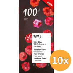 10x Vivani Superior Dark 100% Cacao Chocolate Raspberry (80 gr)