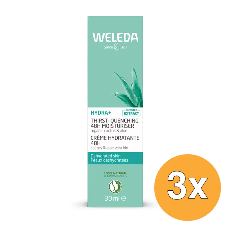3x Weleda Hydra+ 48H Hydraterende Gezichtscreme (30 ml)