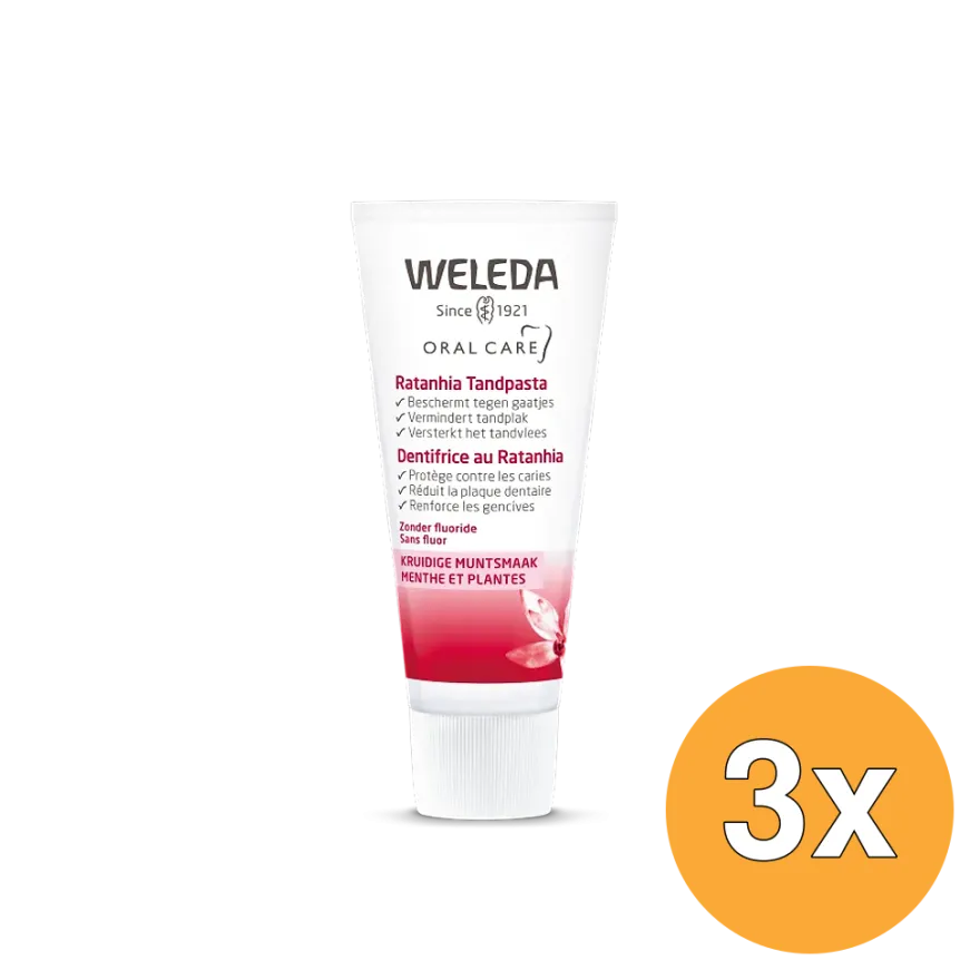 3x WELEDA Oral care ratanhia tandpasta (75 ml)