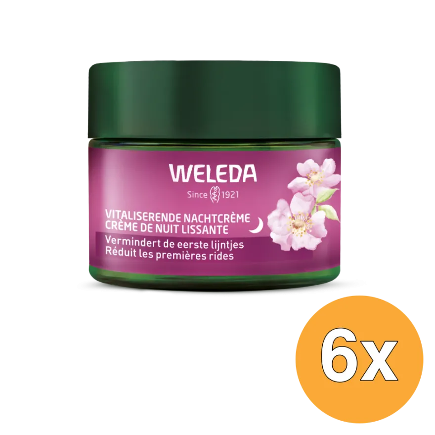 6x Weleda Wilde Rozen & Witte Thee Vitaliserende Nachtcreme (40 ml)
