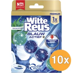 10x Witte Reus Wc Blok Blauw Actief Hygiene (50 gr)