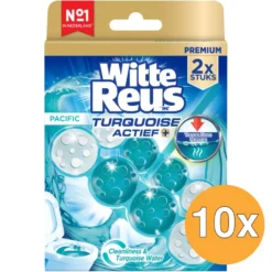 10x Witte Reus Wc Blok Turquoise Actief Pacific (2 x 50 gr)