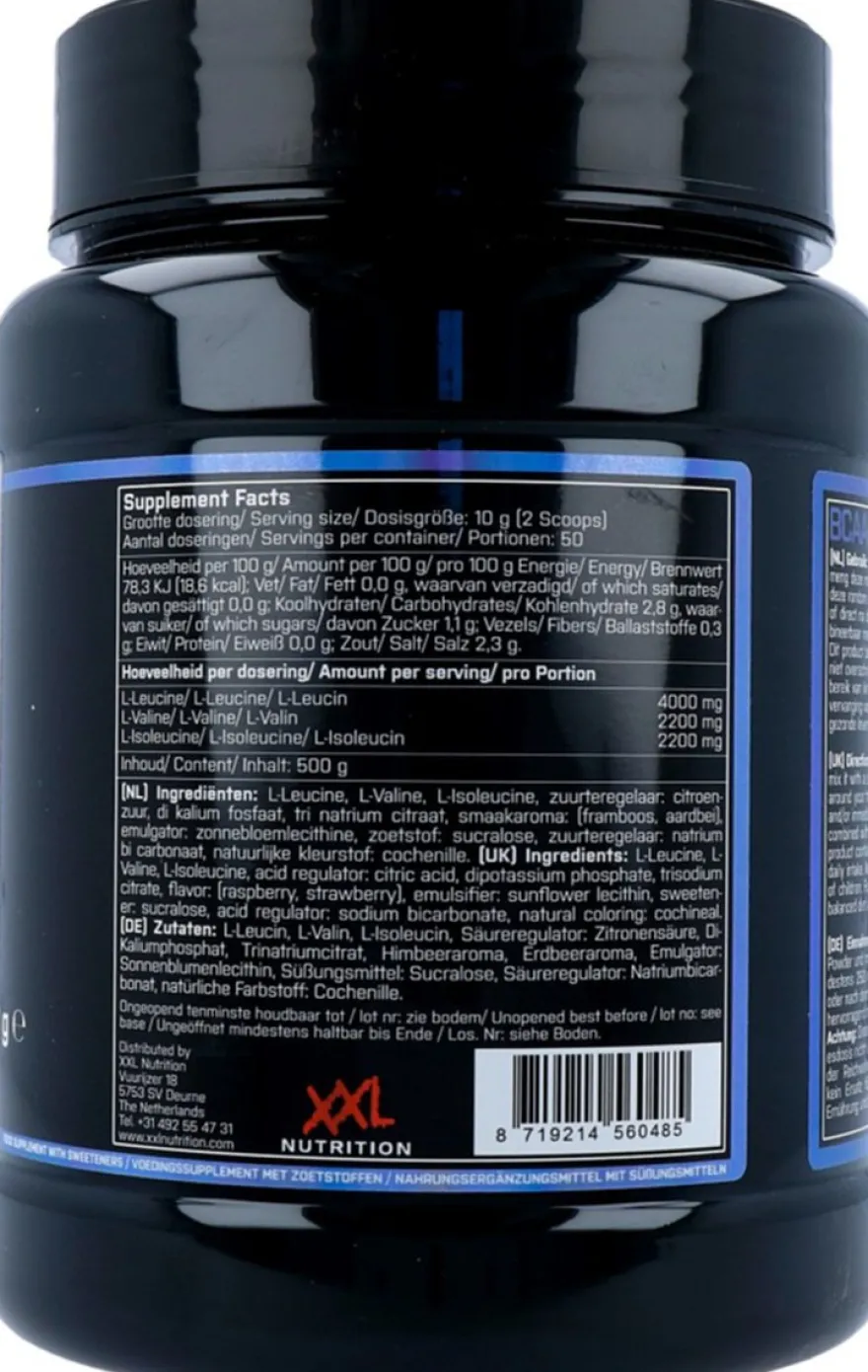 XXL Nutrition BCAA Poeder Raspberry (500 gr)