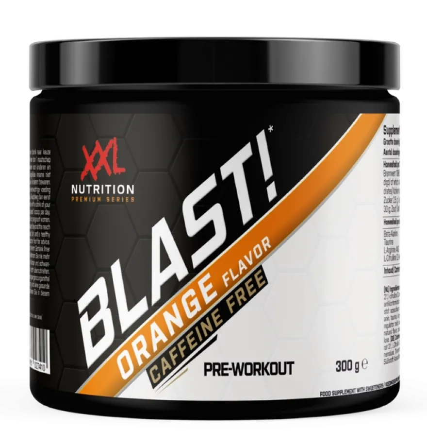 XXL Nutrition Blast! Pre Workout Orange (Cafeïnevrij) (300 gr)