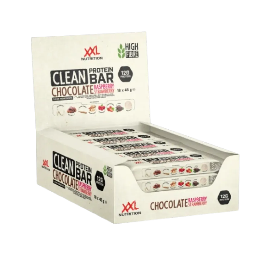 XXL Nutrition Clean Protein Bar – Chocolade Aardbei-framboos (16 stuks)