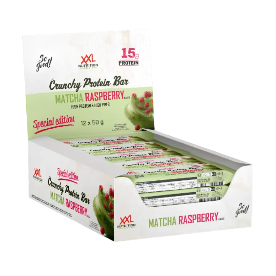 XXL Nutrition Crunchy Protein Bar- Matcha Raspberry (12 x 50 gr)