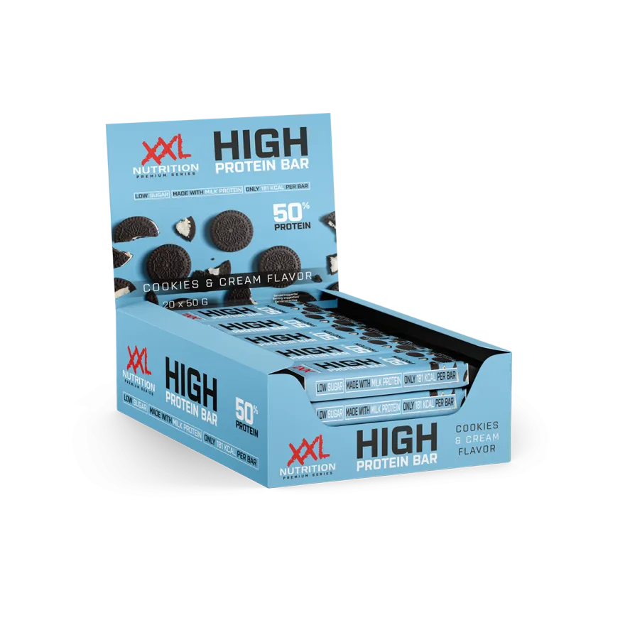 XXL Nutrition High Protein Bar 2.0 – Cookies & Cream (20 x 50 gr)