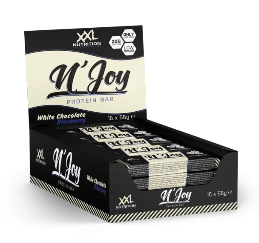 XXL Nutrition N’Joy Protein Bar Witte Chocolade Blueberry (15 x 55 gr)